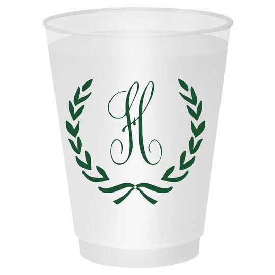 Laurel Wreath with Initial Shatterproof Cups